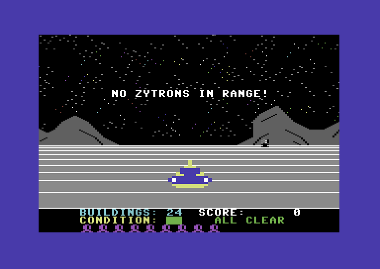 Lunar Outpost Commodore 64 Screenshot: No Zytrons in range here...