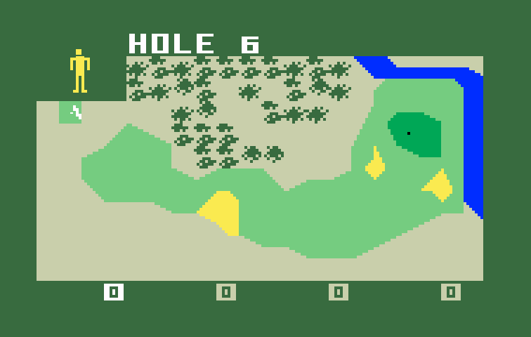 PGA Golf Intellivision Screenshot: Start of hole 6.
