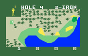 PGA Golf for Intellivision - Teeing off; don't hit the ball too far into the water!