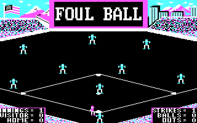 Slugger, The IBM PC/Compatibles Screenshot: It's a foul ball!