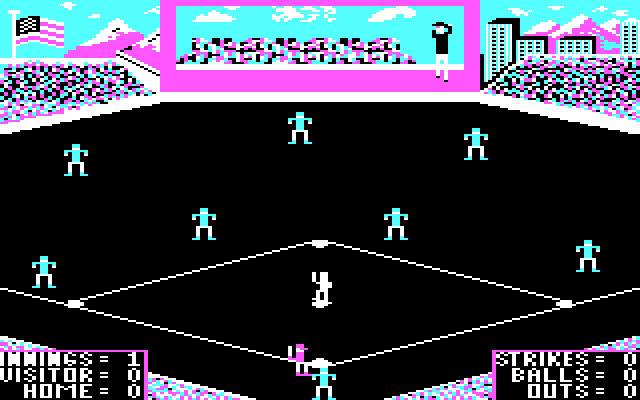 Slugger, The IBM PC/Compatibles Screenshot: The game begins, ready to pitch...
