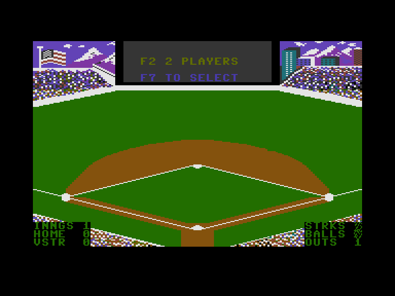 Slugger, The Commodore 16 & Plus/4 Screenshot: Starting screen; setup a 1 or 2 player game.