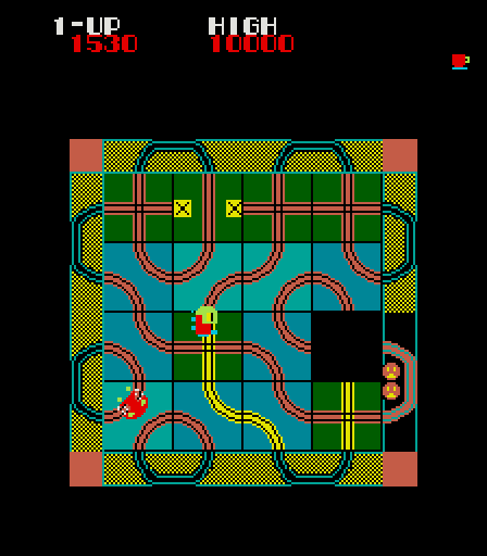 Loco-Motion Arcade Screenshot: If you can, isolate the opponent trains on a different track.