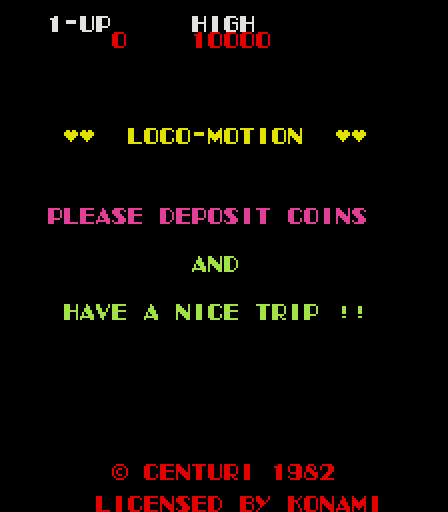 Loco-Motion Arcade Screenshot: Title screen.