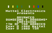 Advanced Dungeons & Dragons: Treasure of Tarmin Cartridge for Intellivision - Title screen.