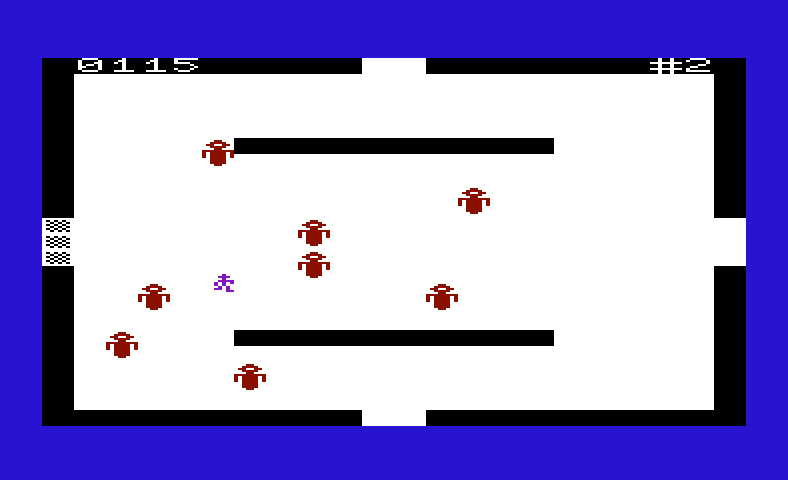 Amok Commodore VIC-20 Screenshot: Red robots, closing in!