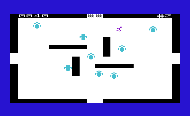 Amok Commodore VIC-20 Screenshot: There are several different maze layouts.