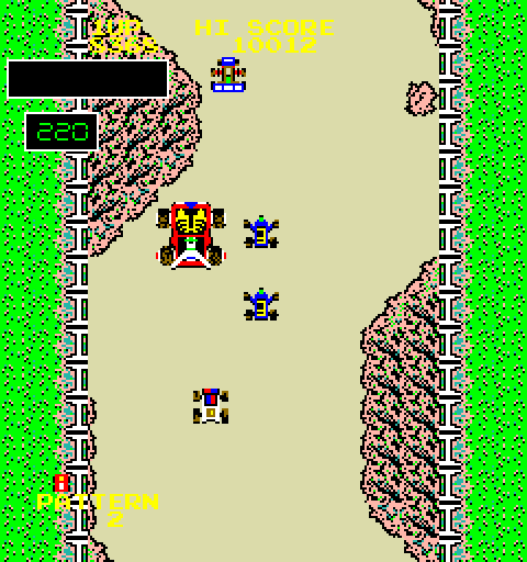 Bump 'N' Jump Arcade Screenshot: Pattern 2; jumping over some rocks...