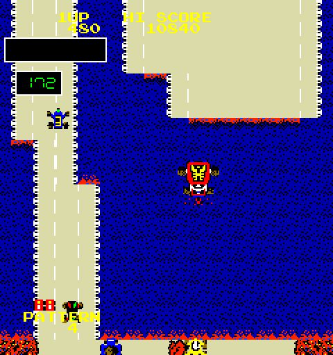 Bump 'N' Jump Arcade Screenshot: Jumping...looks like I'll make it...