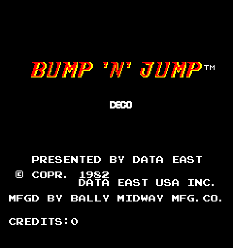 Bump 'N' Jump Arcade Screenshot: Title screen (North American version).