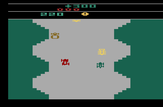 Bump 'N' Jump Atari 2600 Screenshot: A swervey section of road...