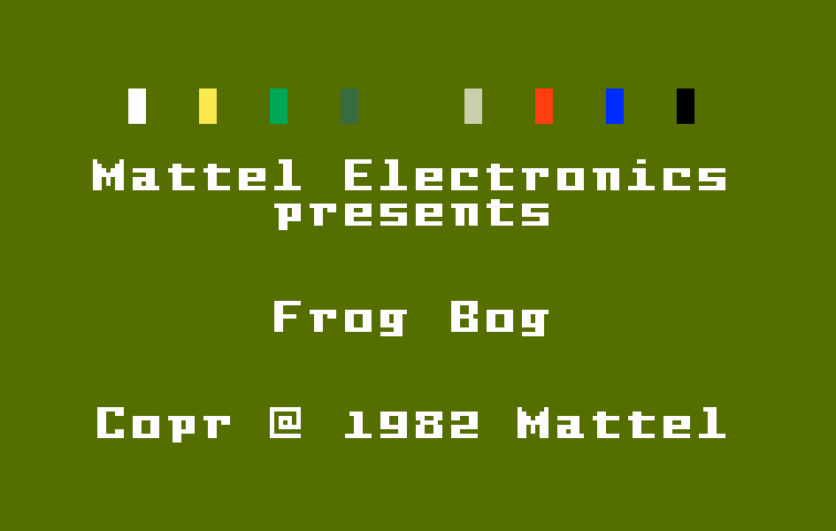 Frog Bog Intellivision Screenshot: Title screen.
