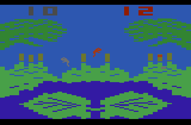 Frog Bog Atari 2600 Screenshot: The sun sets as the game progresses...