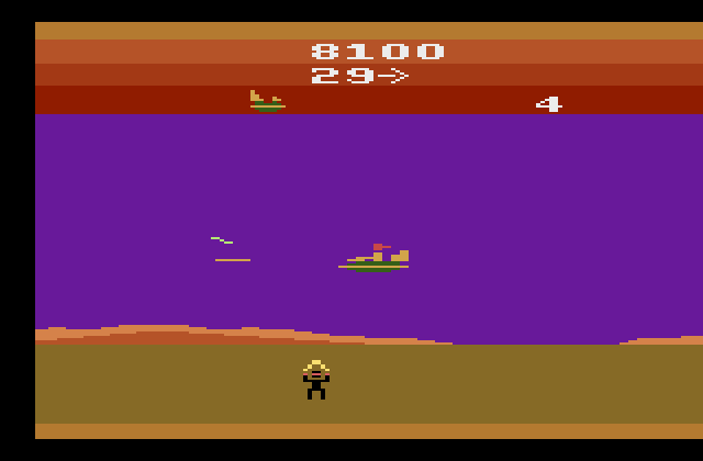 Masters of the Universe: The Power of He-Man Atari 2600 Screenshot: You can fly to the left, but you'll lose ground...