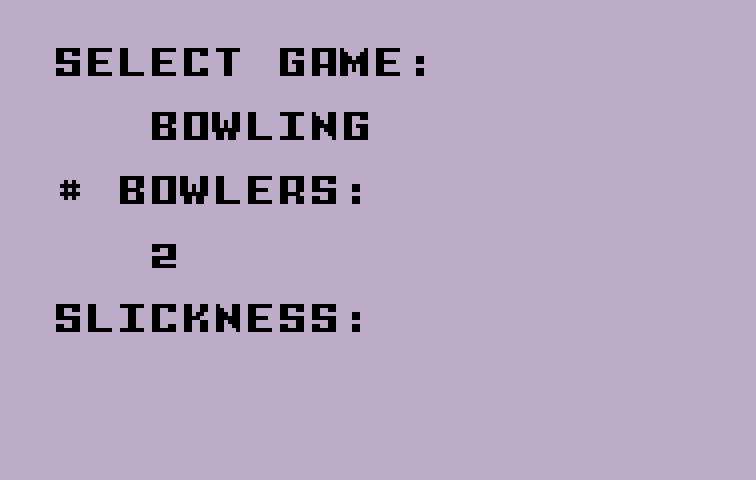PBA Bowling Intellivision Screenshot: Setting up options for a new game.