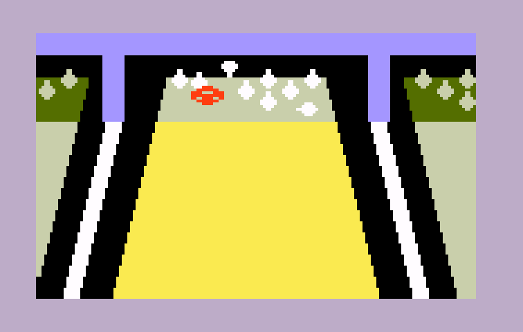 PBA Bowling Intellivision Screenshot: Knocking a few pins over...