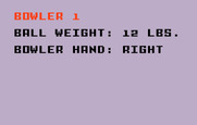 PBA Bowling for Intellivision - Each player can choose a custom ball weight and left or right handed.