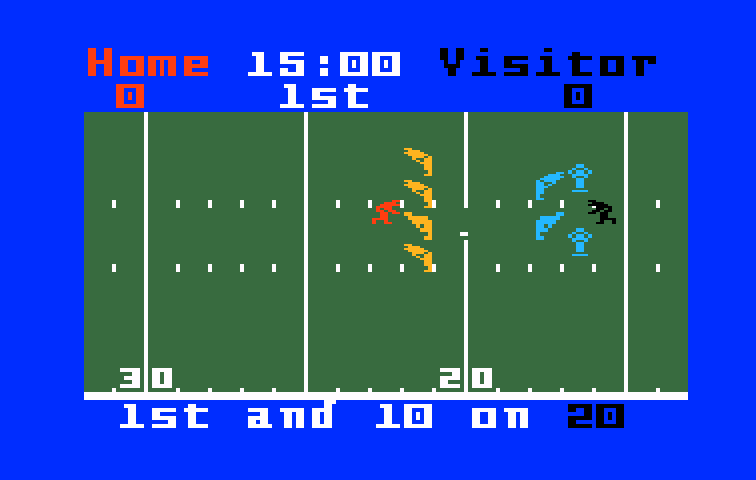 NFL Football Intellivision Screenshot: Game start.