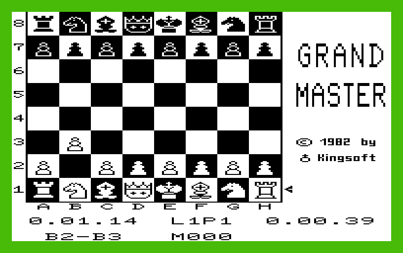 Grandmaster Commodore VIC-20 Screenshot: First move made, now it's the computers turn...