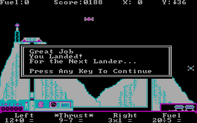 Space Math IBM PC/Compatibles Screenshot: A successful landing!