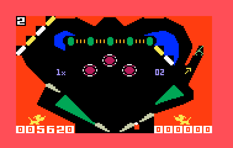 Pinball Intellivision Screenshot: The screen border turns red when you tilt!
