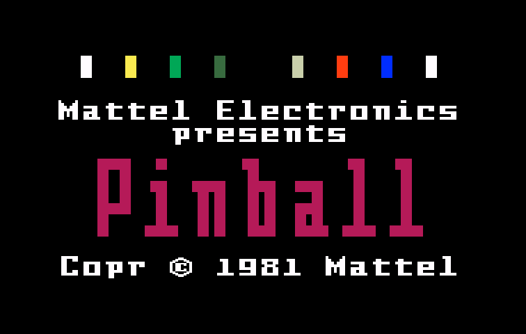 Pinball Intellivision Screenshot: Title screen.