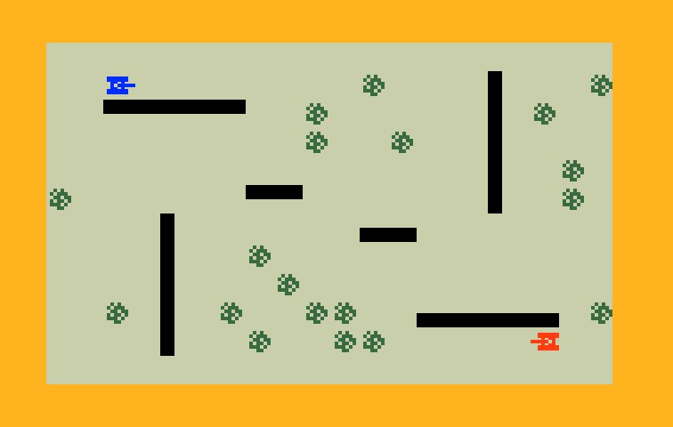 Triple Action Intellivision Screenshot: Battle tanks start.