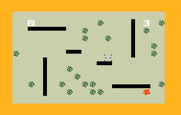Triple Action for Intellivision - Player one destroyed, player two is ahead!