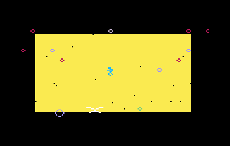 Space Hawk Intellivision Screenshot: The screen displays flashing boxes when you enter hyper space...