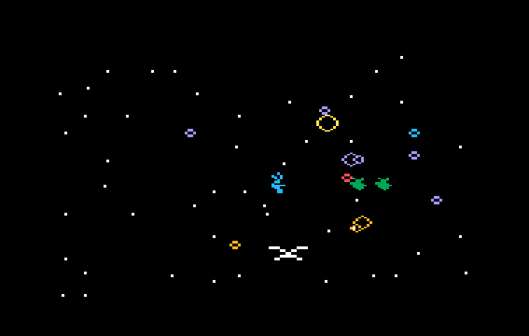 Space Hawk Intellivision Screenshot: Don't get hit by those bubbles that appear!