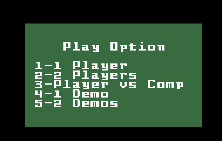 Motocross Intellivision Screenshot: Select a play option.