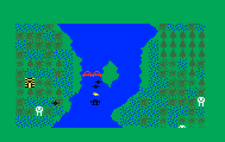 Mission-X Intellivision Screenshot: Bomb the bridges for bonus points.