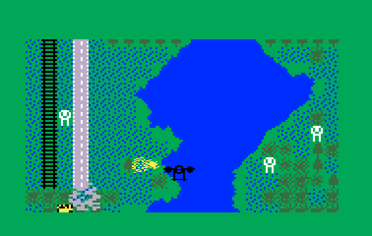 Mission-X Intellivision Screenshot: The terrain is varied and changes from level to level.