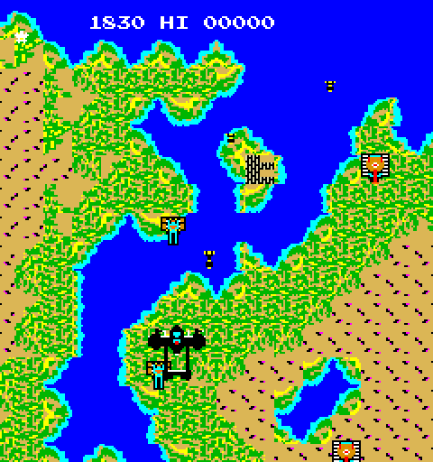 Mission-X Arcade Screenshot: Attempting to bomb some tanks...