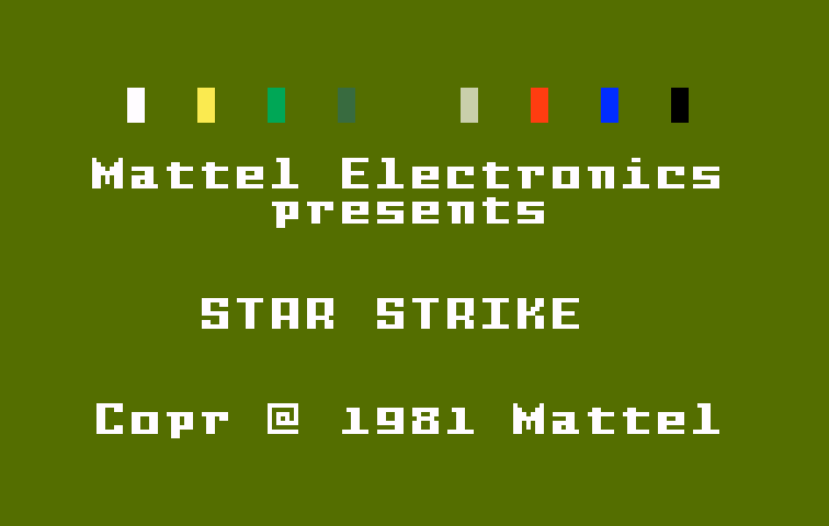 Star Strike Intellivision Screenshot: Title screen.