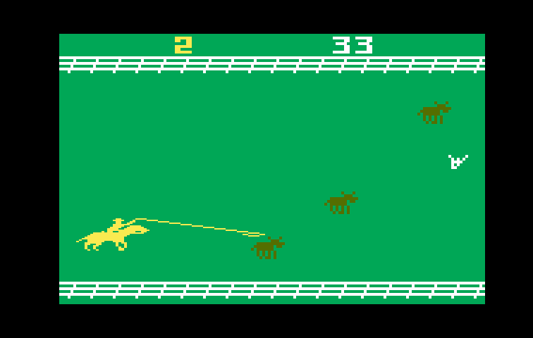 Stampede Intellivision Screenshot: Roping a cow...