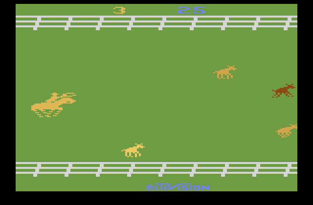 Stampede Atari 2600 Screenshot: The chase is on!