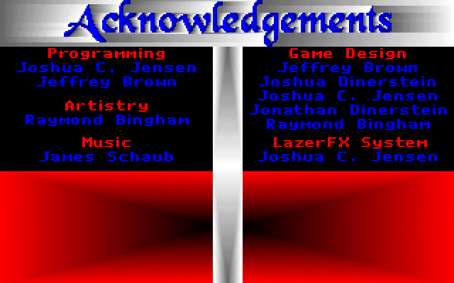 Crusade, The IBM PC/Compatibles Screenshot: Game credits.