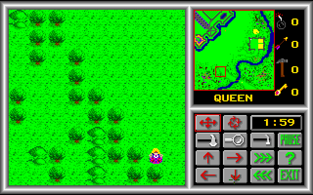 Crusade, The Amiga Screenshot: The queen navigates through a forest.