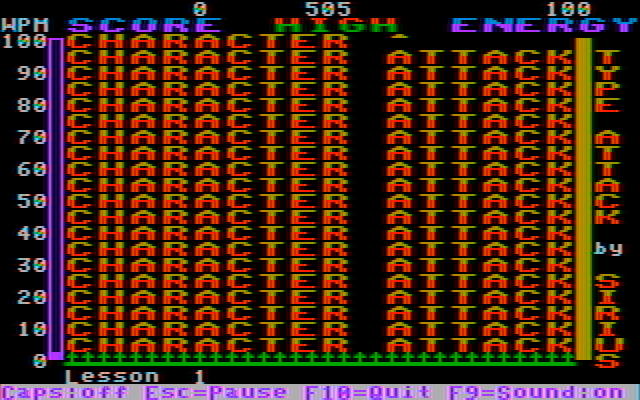 Type Attack IBM PC/Compatibles Screenshot: Ready to start Character Attack!?