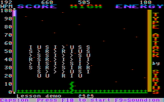 Type Attack IBM PC/Compatibles Screenshot: Type the letters fast before they land!