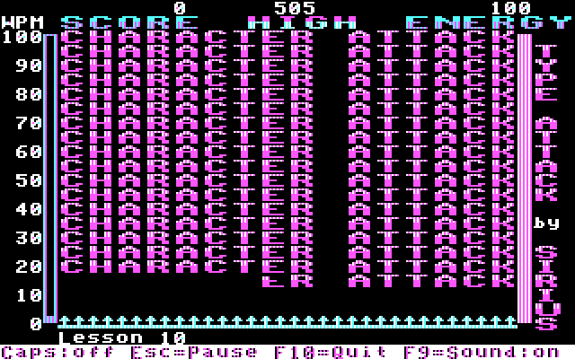 Type Attack IBM PC/Compatibles Screenshot: Ready to start the character attack?
