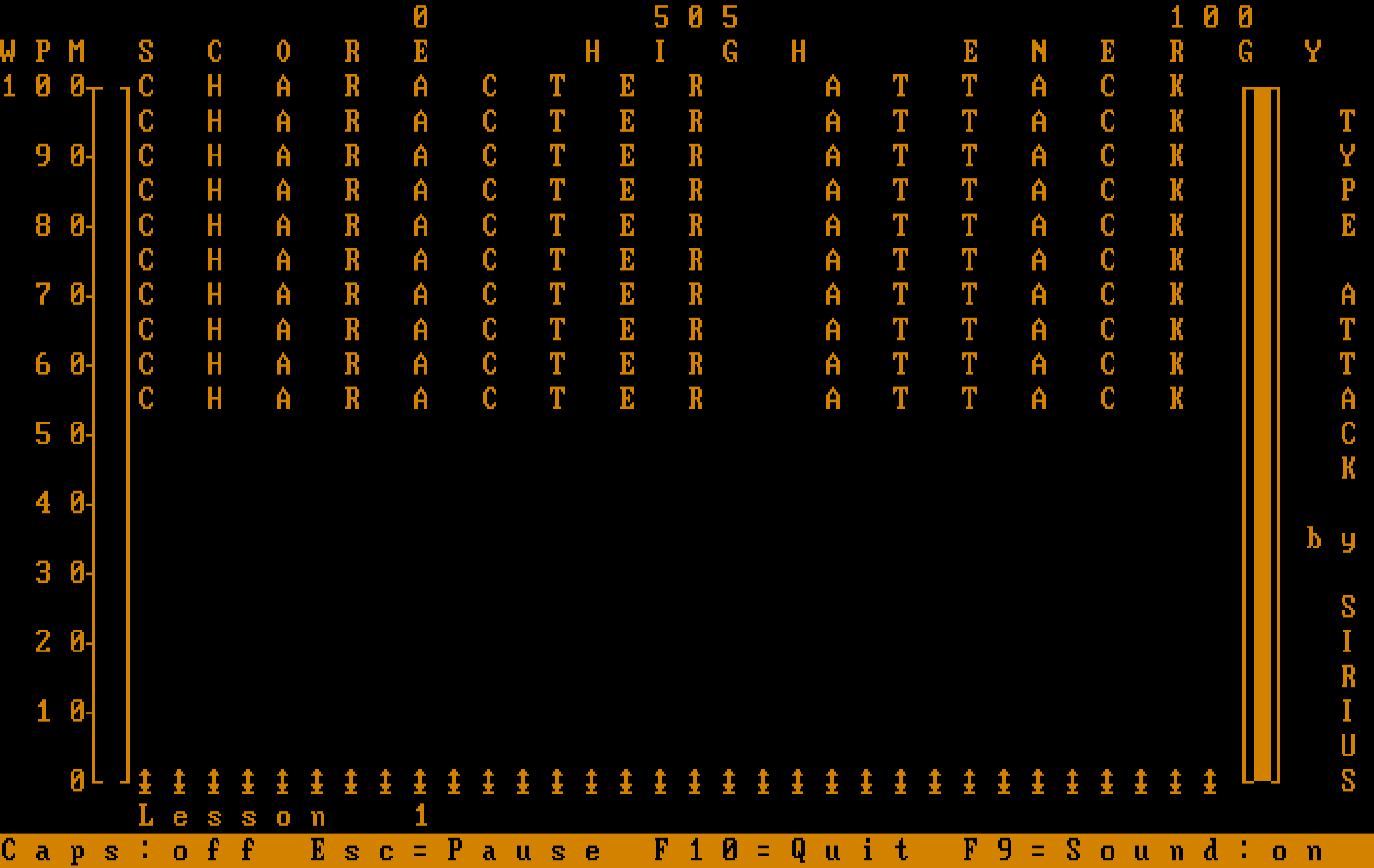 Type Attack IBM PC/Compatibles Screenshot: Ready to start character attack?