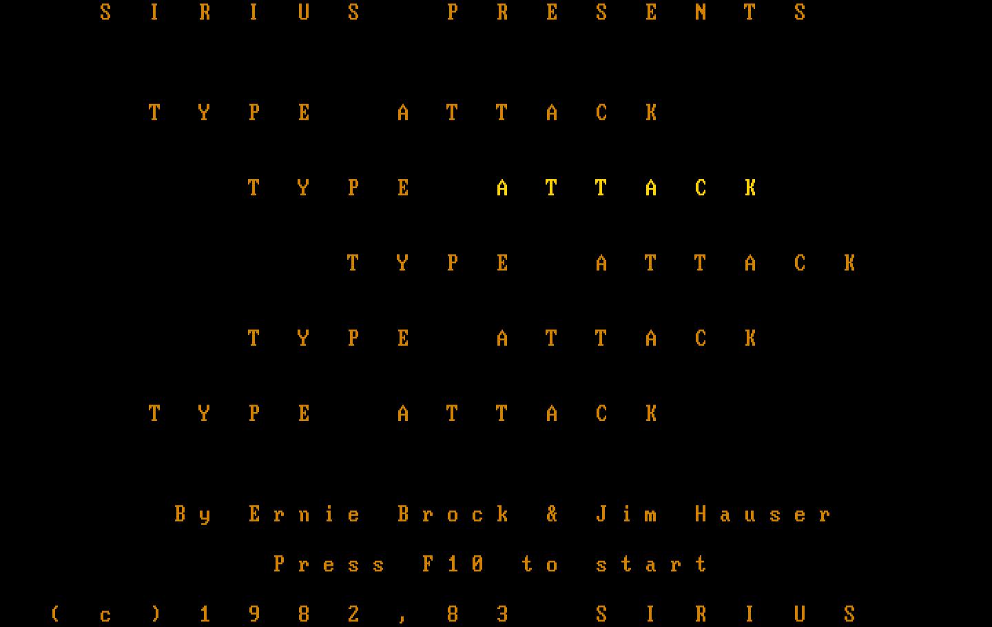 Type Attack IBM PC/Compatibles Screenshot: Title screen.