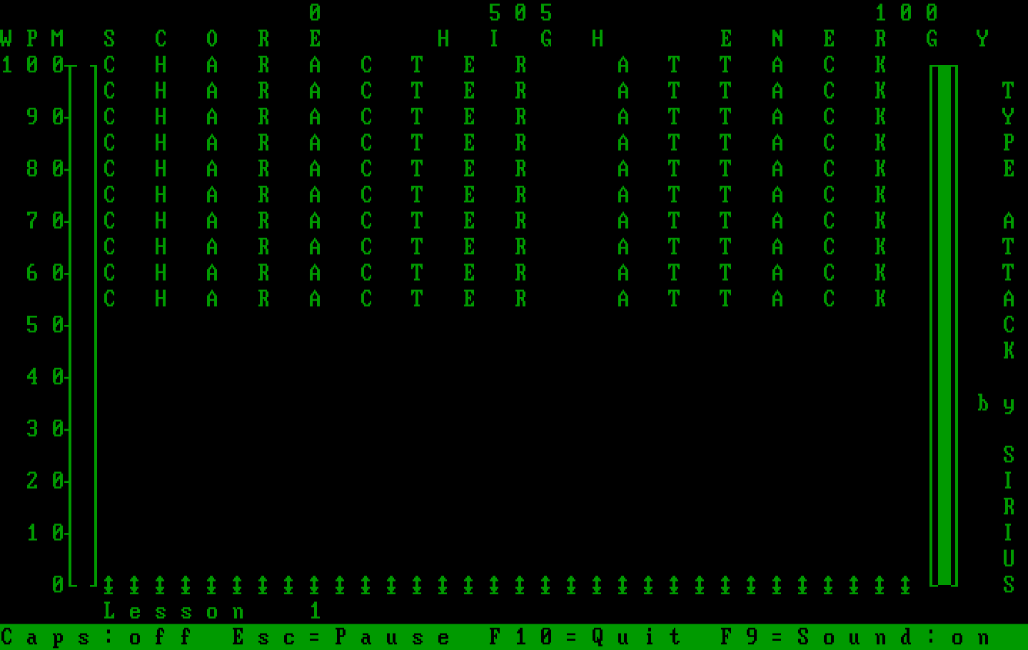 Type Attack IBM PC/Compatibles Screenshot: Ready to start character attack?