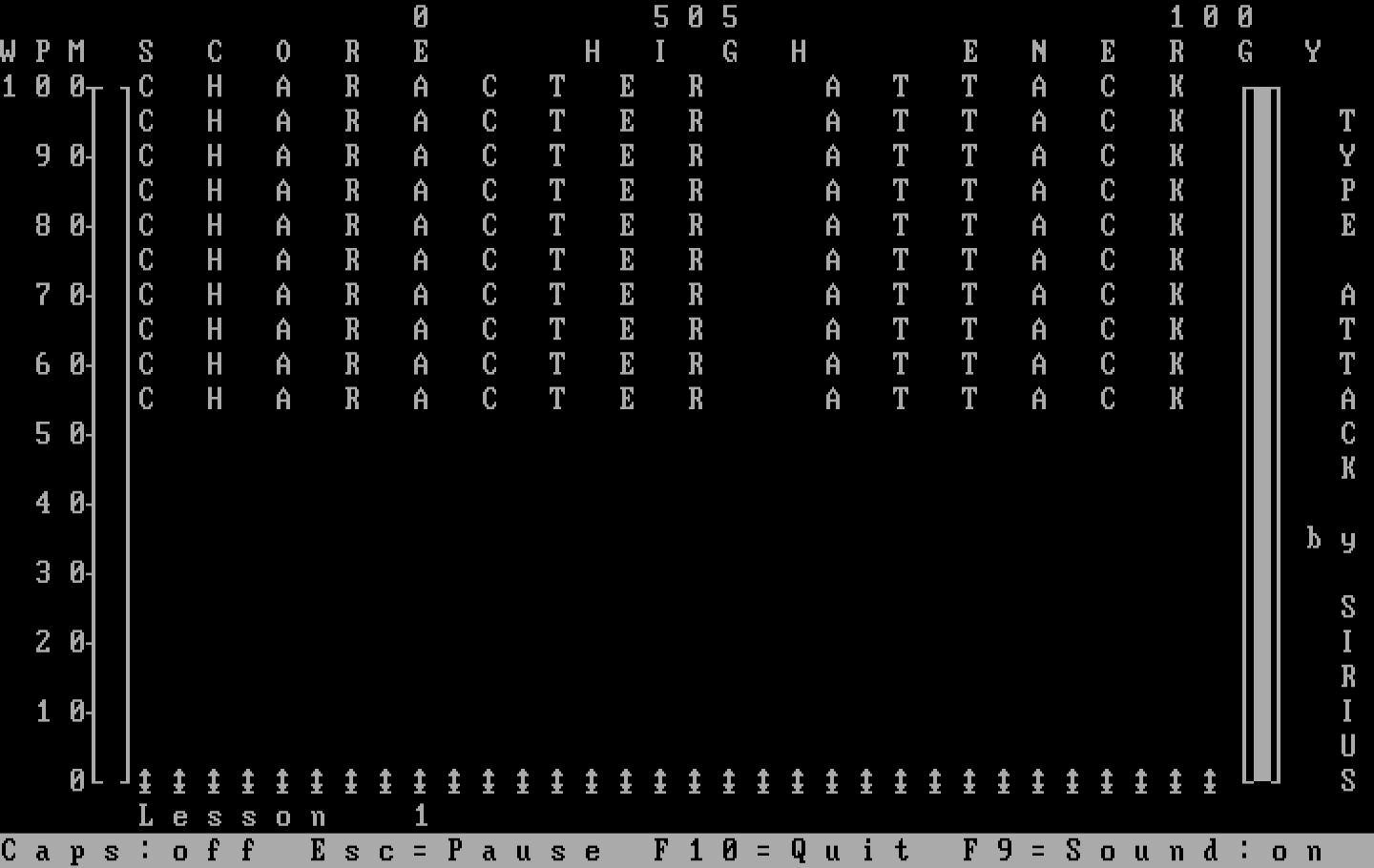 Type Attack IBM PC/Compatibles Screenshot: Ready to start character attack?