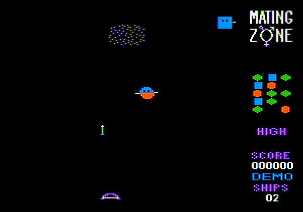 Mating Zone Apple II Screenshot: Game demo mode.