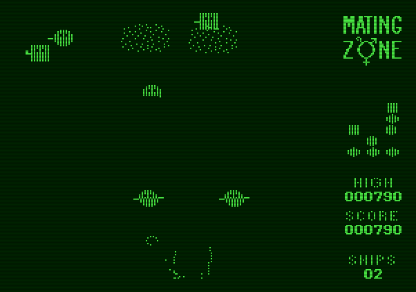 Mating Zone Apple II Screenshot: Crash! I've been hit...
