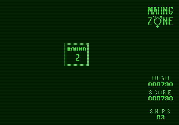 Mating Zone Apple II Screenshot: Start of round 2.