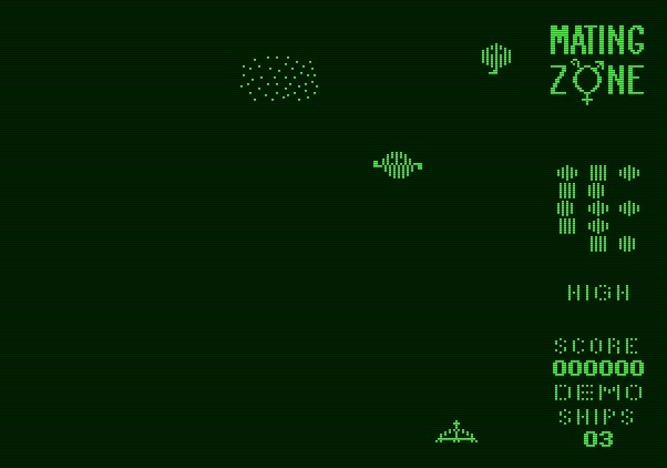 Mating Zone Apple II Screenshot: Game demo mode.